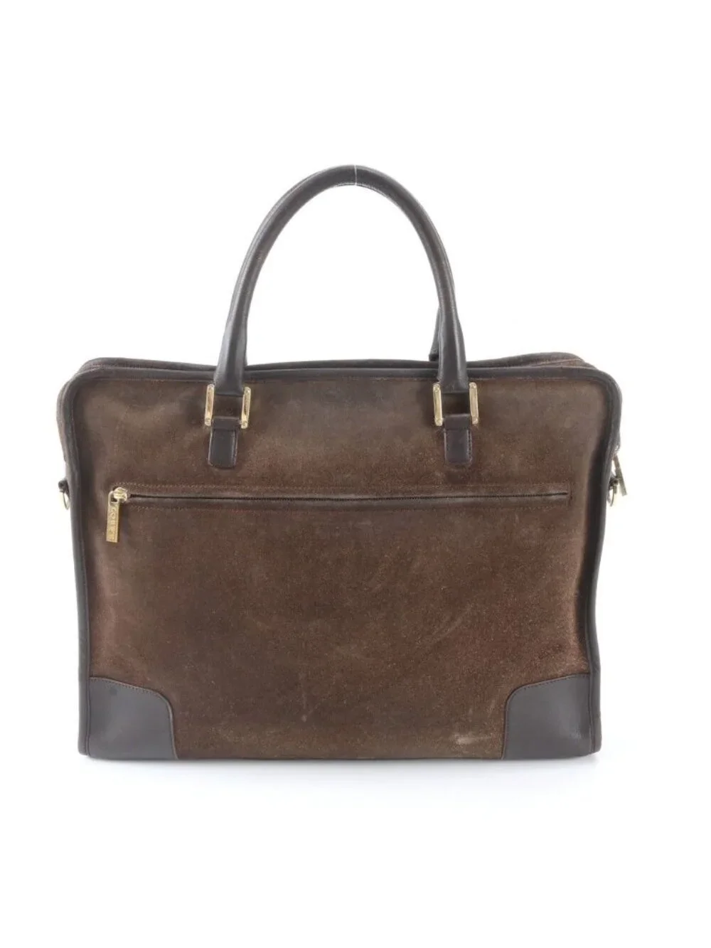 Loewe Amazona Suede Leather Business Document Briefcase Tote Brown